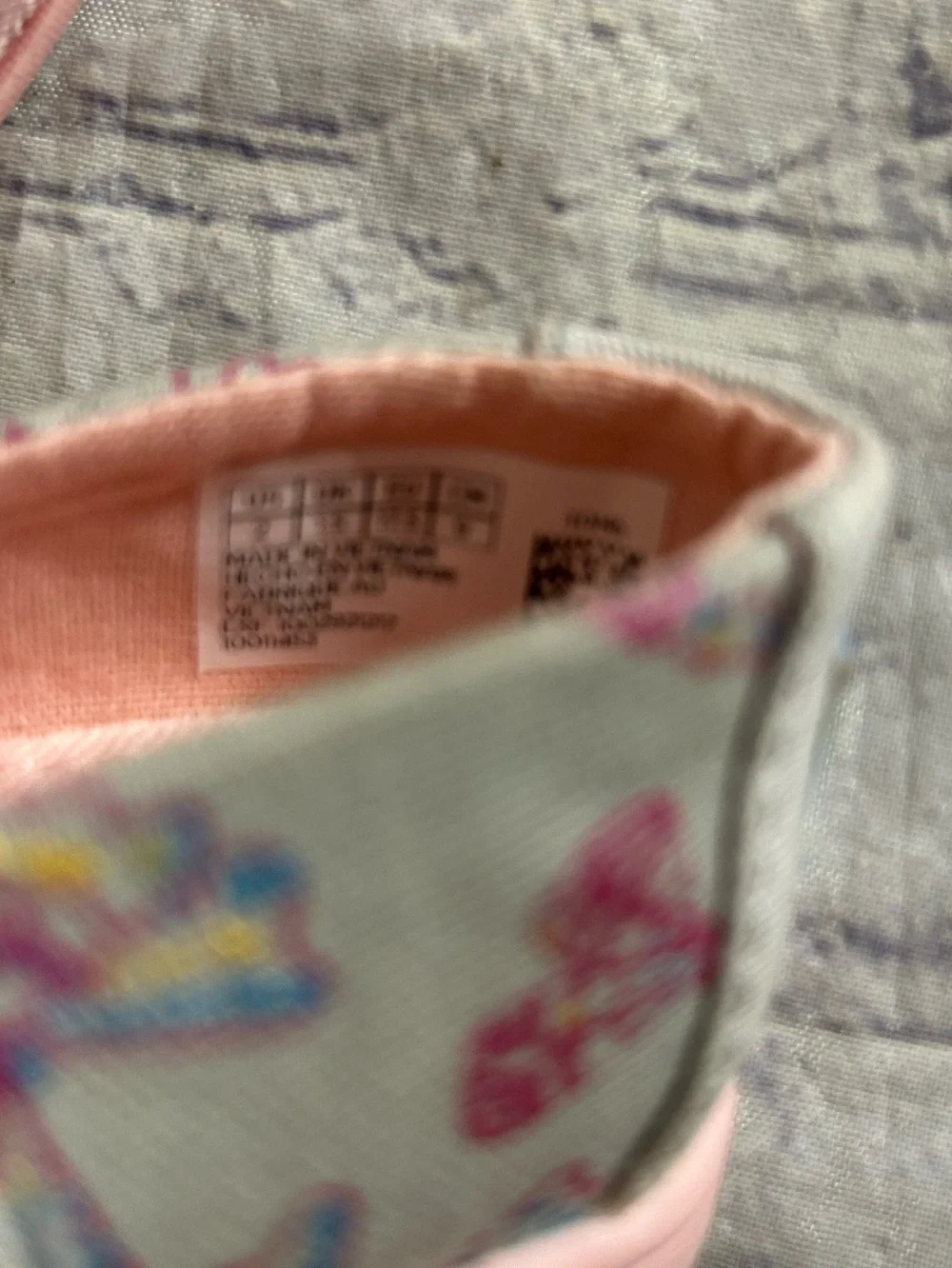 TOMS ALPARGATA SLIPON BABY LIGHT GREY BUTTERFLIES PINK BOTTOMS SIZE T2